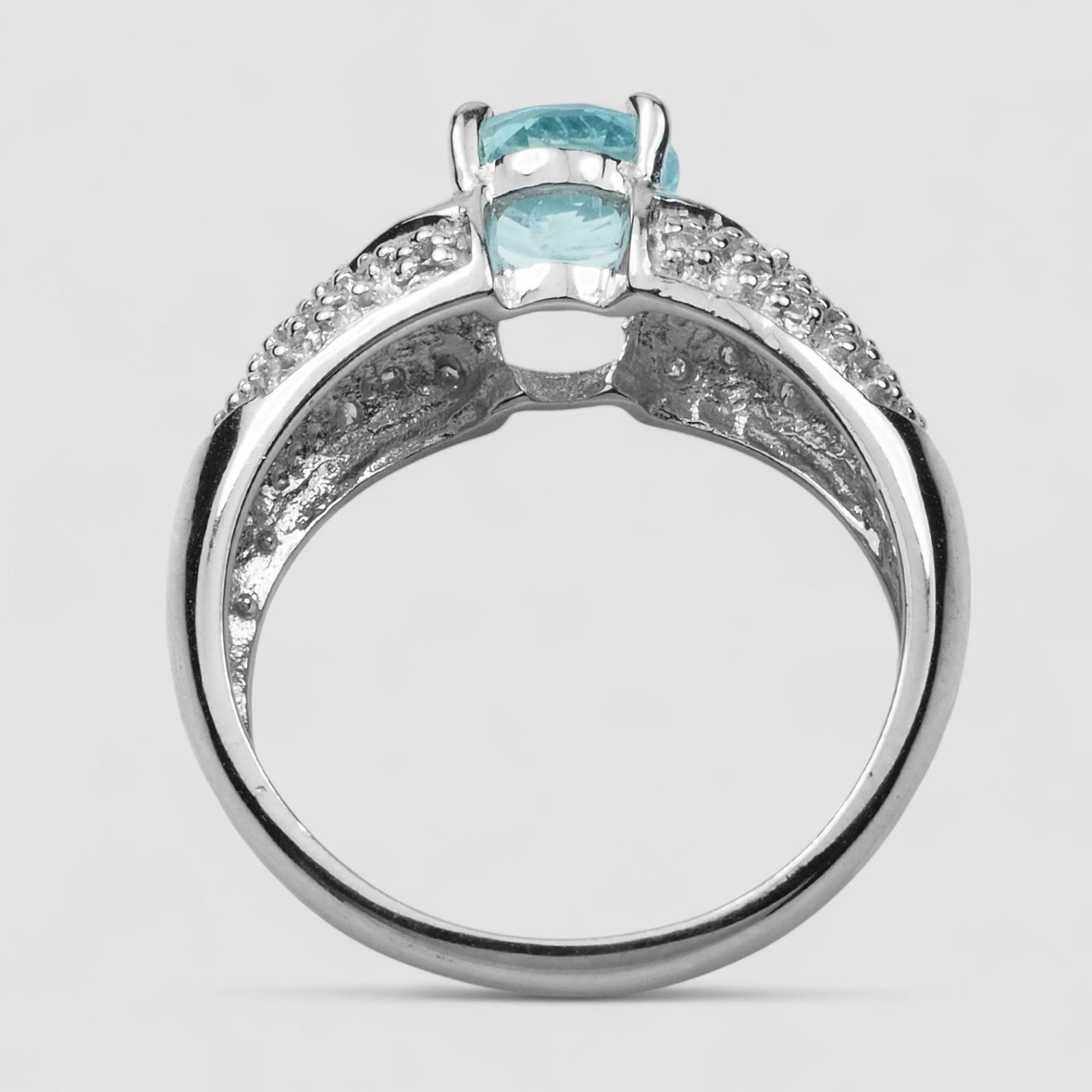 Blue Aquamarine 925 Sterling Silver Ring