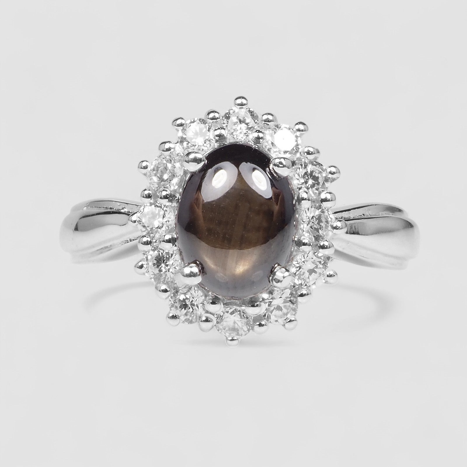 Black Star Sapphire 925 White Gold Plated Rings