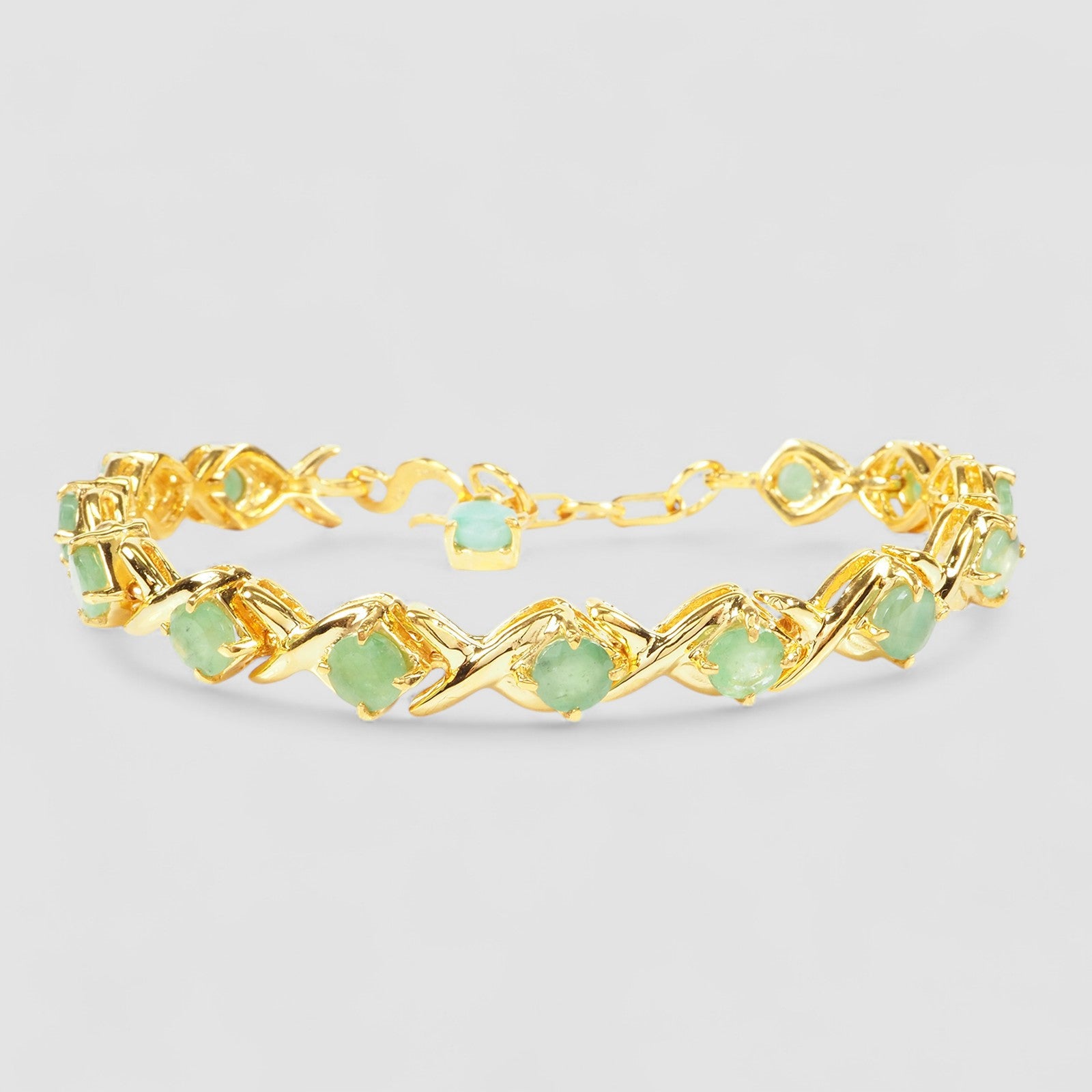 Green Emerald 925 Sterling Silver 24K Gold Bracelets, Birthday Gift, Dainty Bracelets