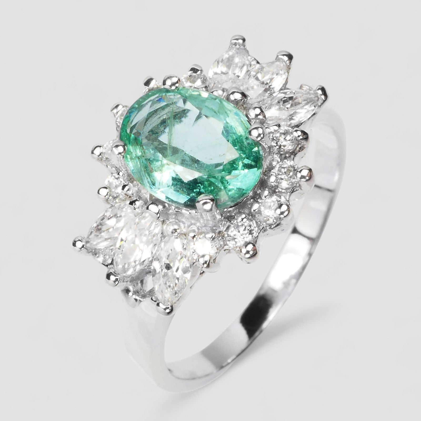 Vivid Green Emerald 925 Sterling Silver Ring