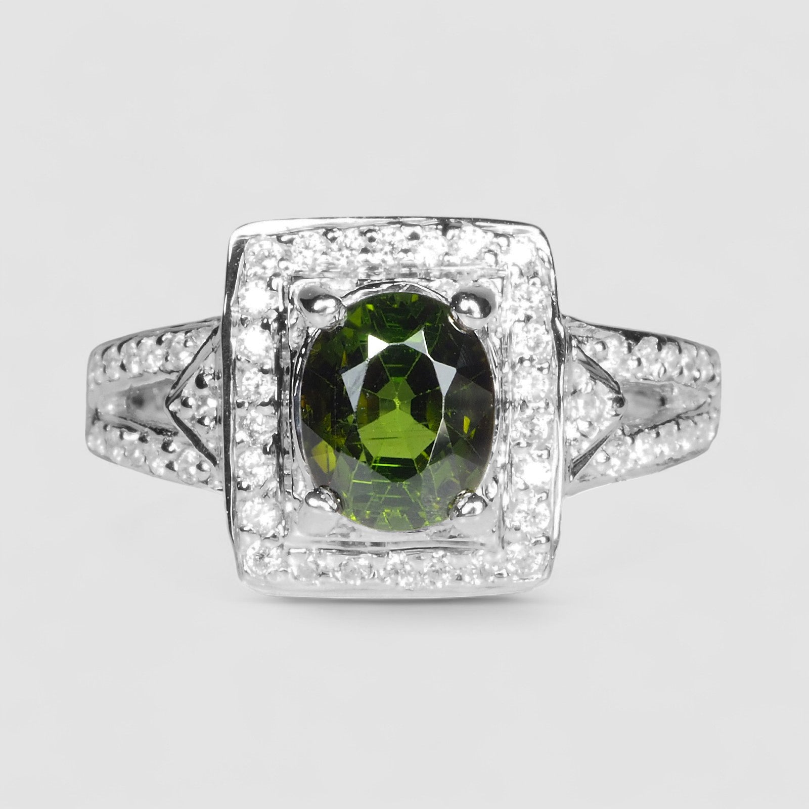 Vivid Green Tourmaline 925 Sterling Silver Ring