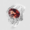 925 STERLING SILVER HANDMADE FINISH FINE RING RED ZIRCON