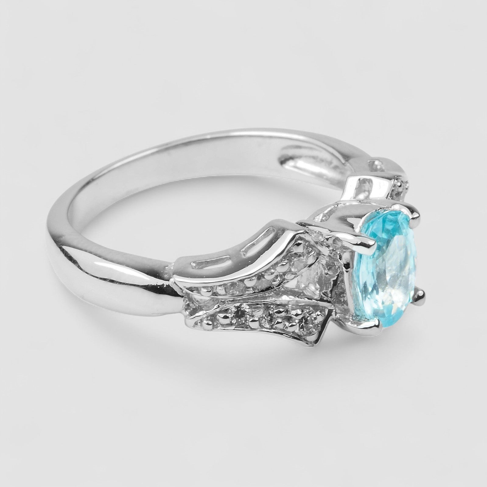 Blue Zircon 925 Sterling Silver Ring