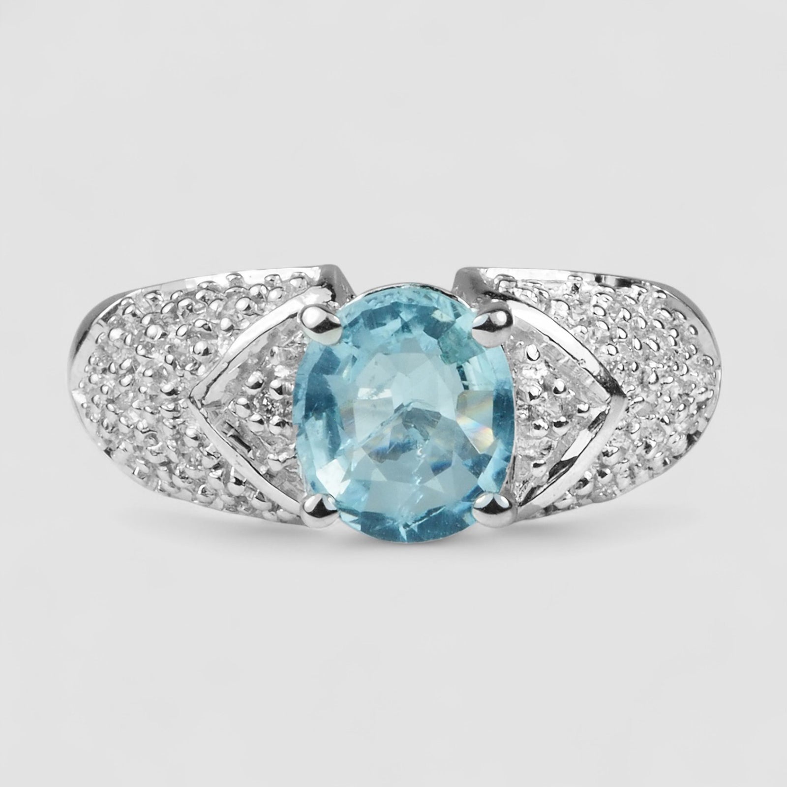 Blue Aquamarine 925 Sterling Silver Ring