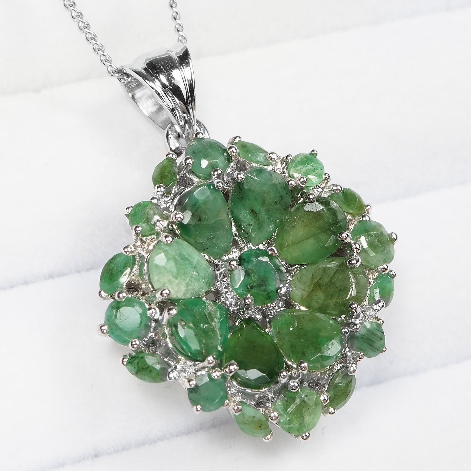 Green Emerald 925 Sterling Silver Pendants, Natural Gemstone