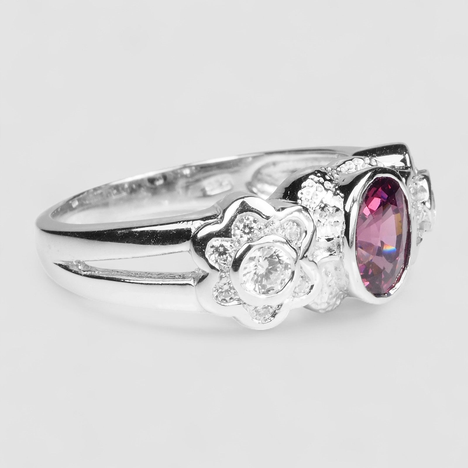 Purple Rhodolite Garnet 925 Sterling Silver Ring
