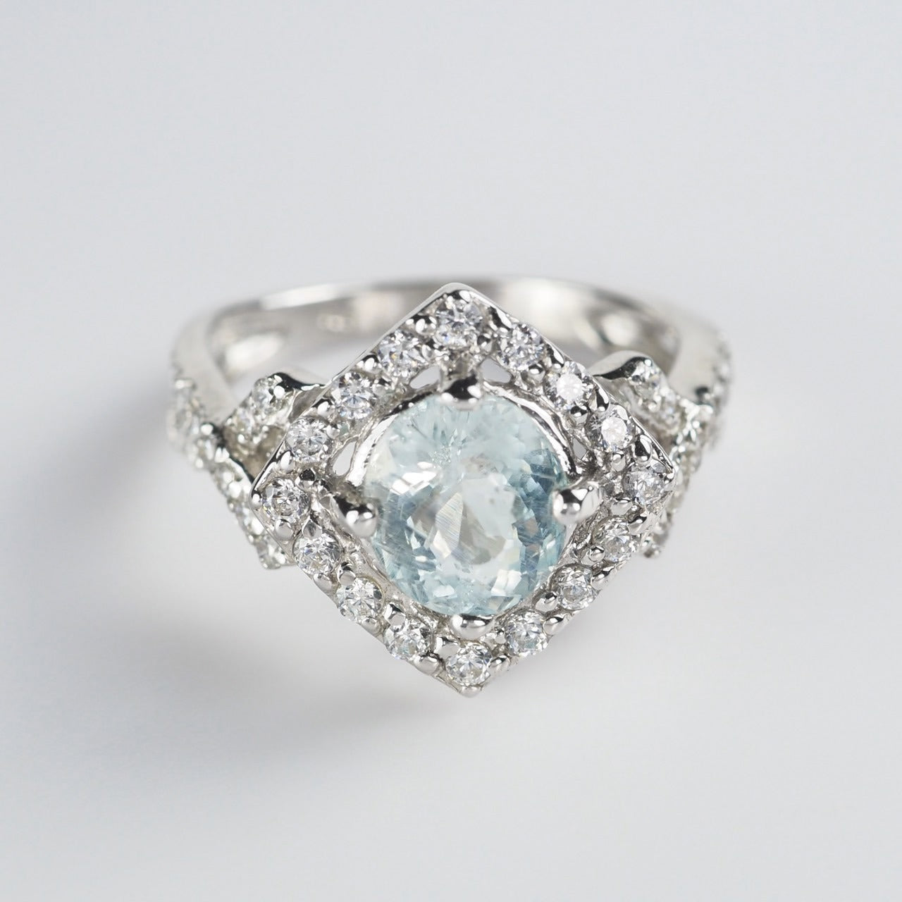 BLUE AQUAMARINE 925 STERLING SILVER HANDMADE RING
