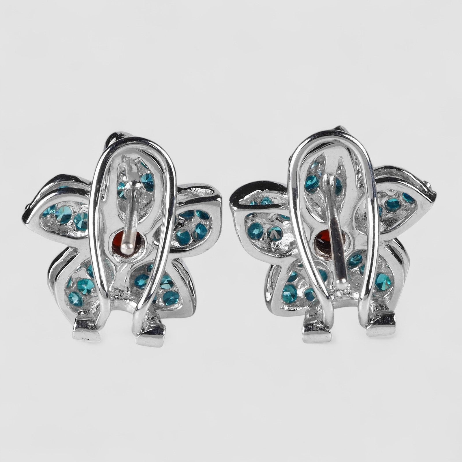 Red Garnet 925 Sterling Silver Earrings, Rhodium Plated, Tarnish Free