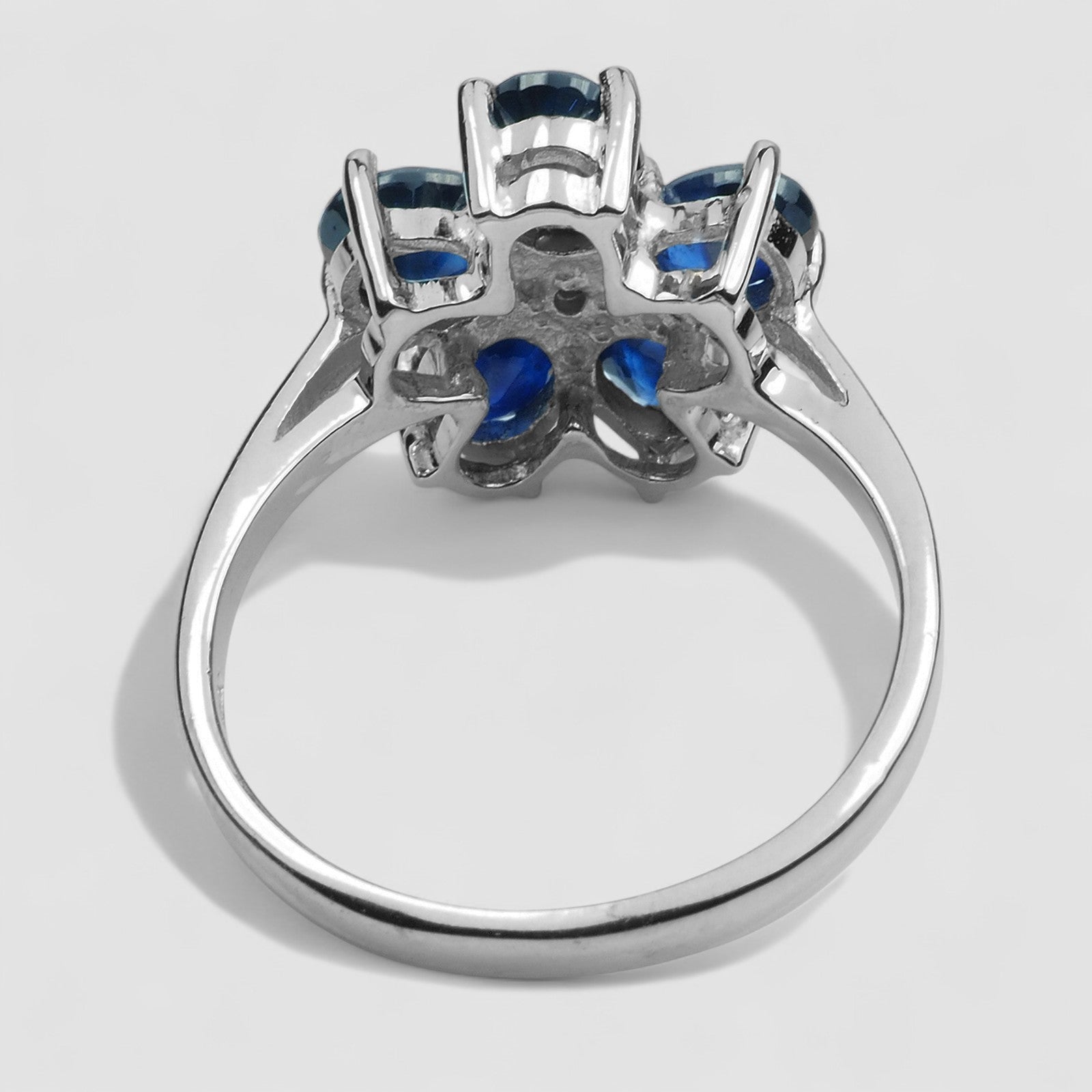 Flower Blue Sapphire 925 Sterling Silver Ring