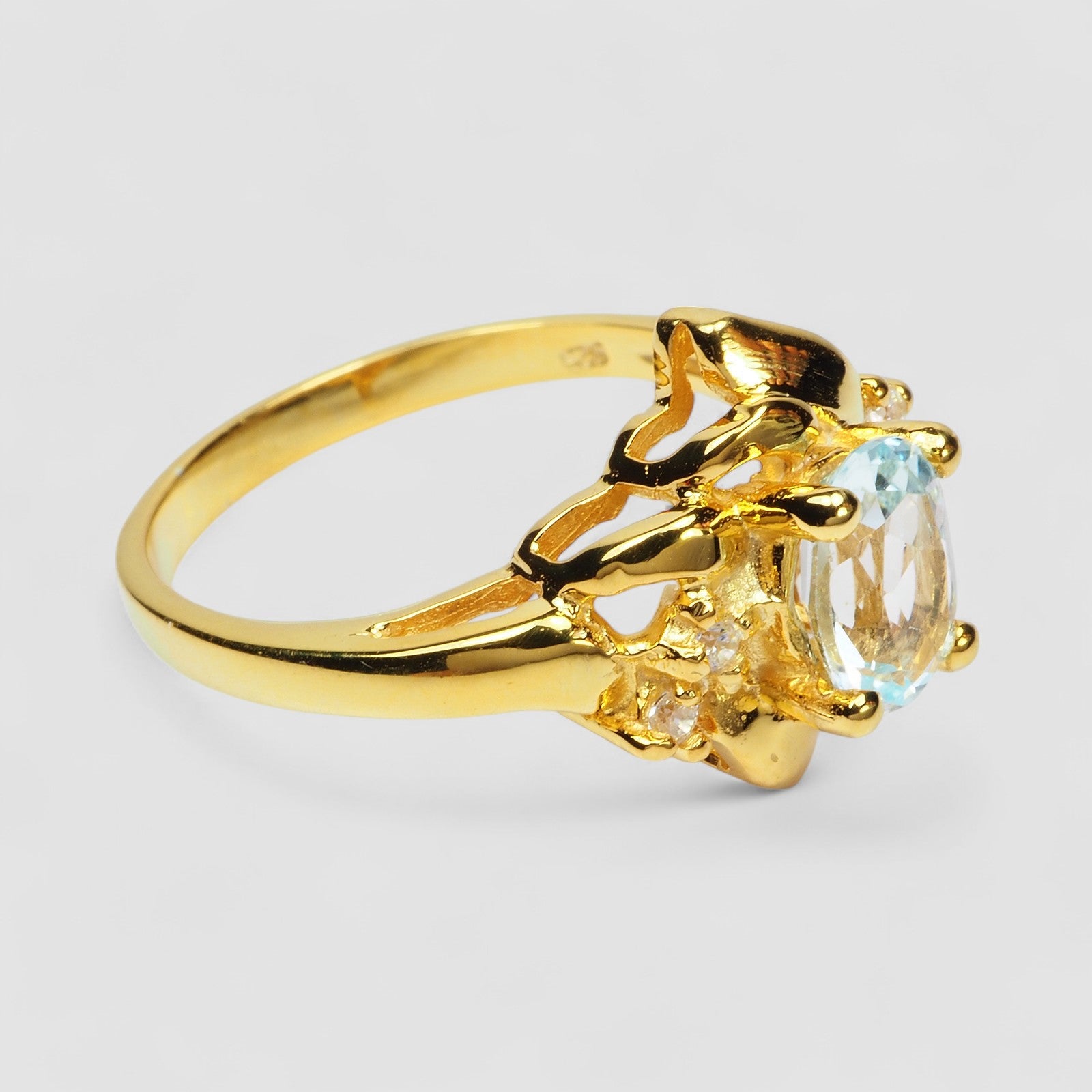 Blue Aquamarine 925 Sterling Silver Ring