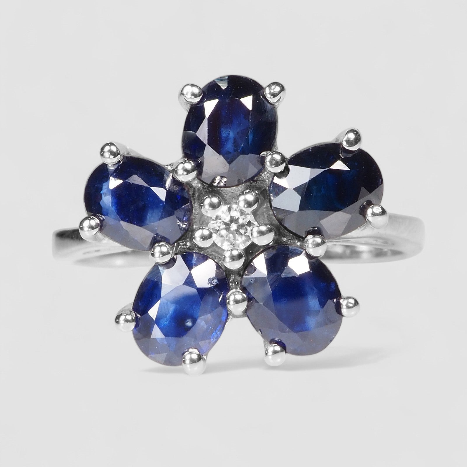 Flower Blue Sapphire 925 Sterling Silver Ring
