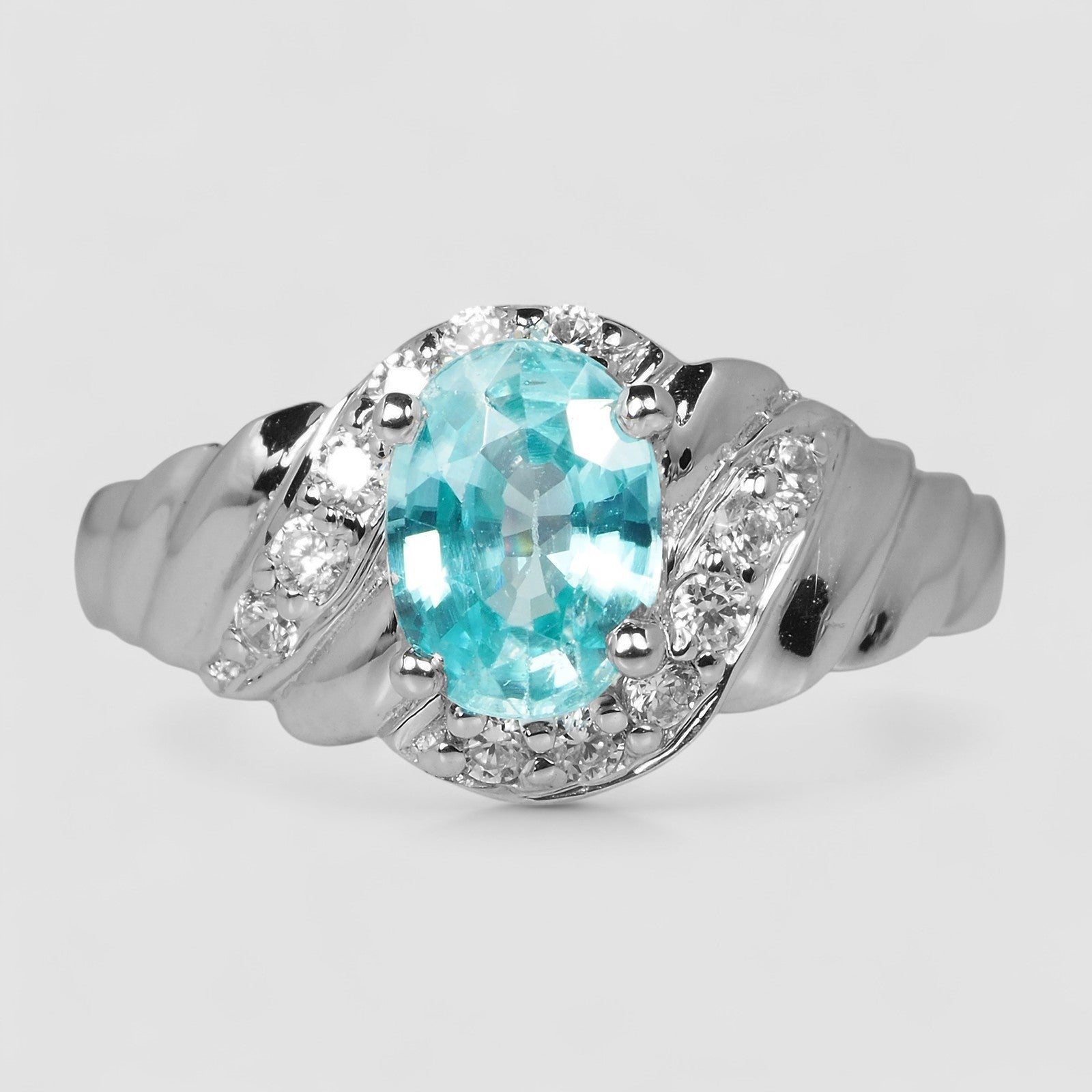 Neon Blue Zircon 925 Sterling Silver Ring