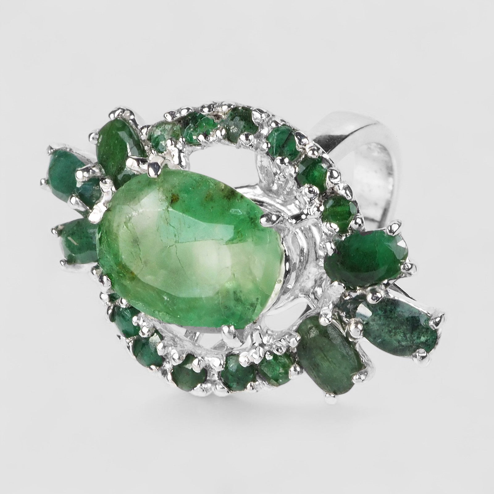Genuine Green Emerald 925 Sterling Silver Rings, Trendy Everyday Ring