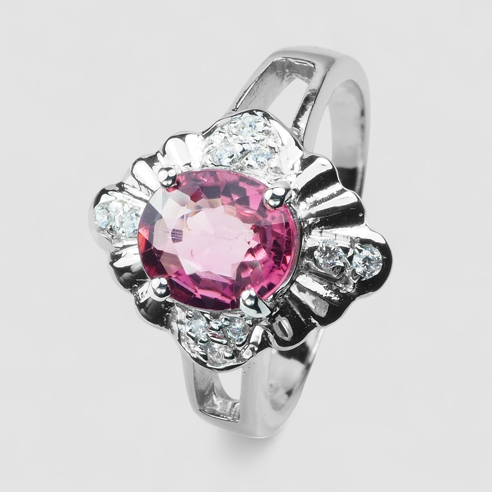 Hot Pink Tourmaline Ring for Her, 925 Sterling Silver, Genuine Gemstone, Free Resizing