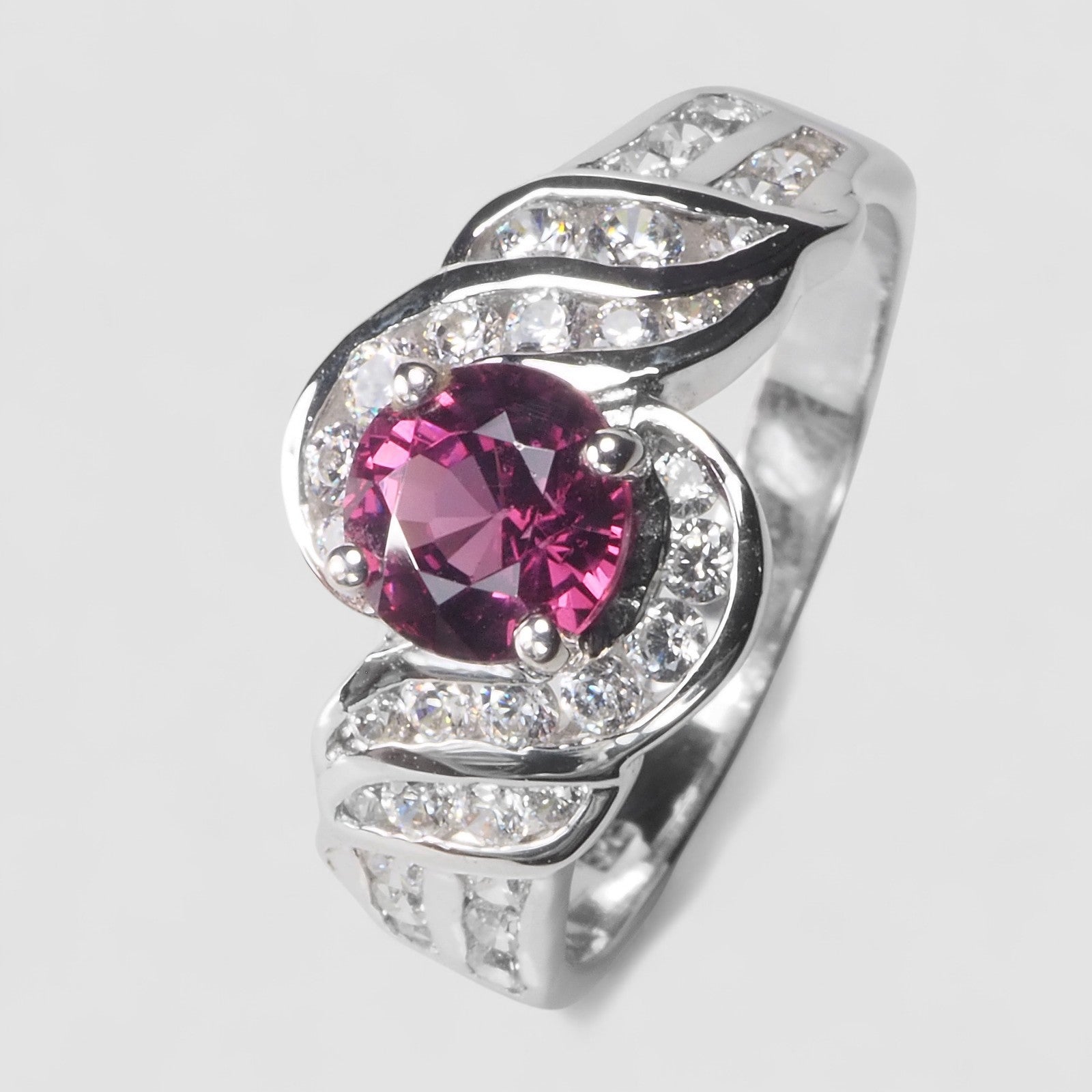Wine Pink Rhodolite Garnet 925 Sterling Silver Ring