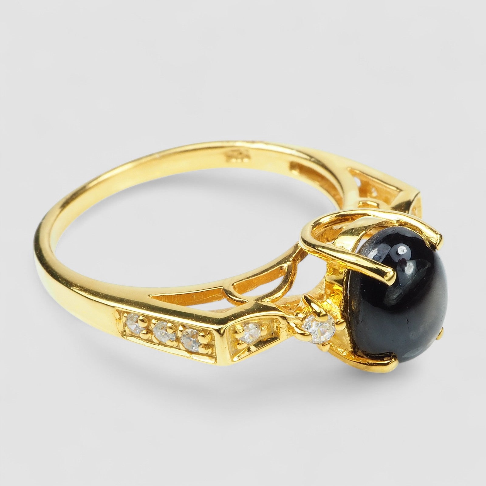 THAILAMD BLACK STAR 24K GOLD 925 STERLING SILVER RINGS