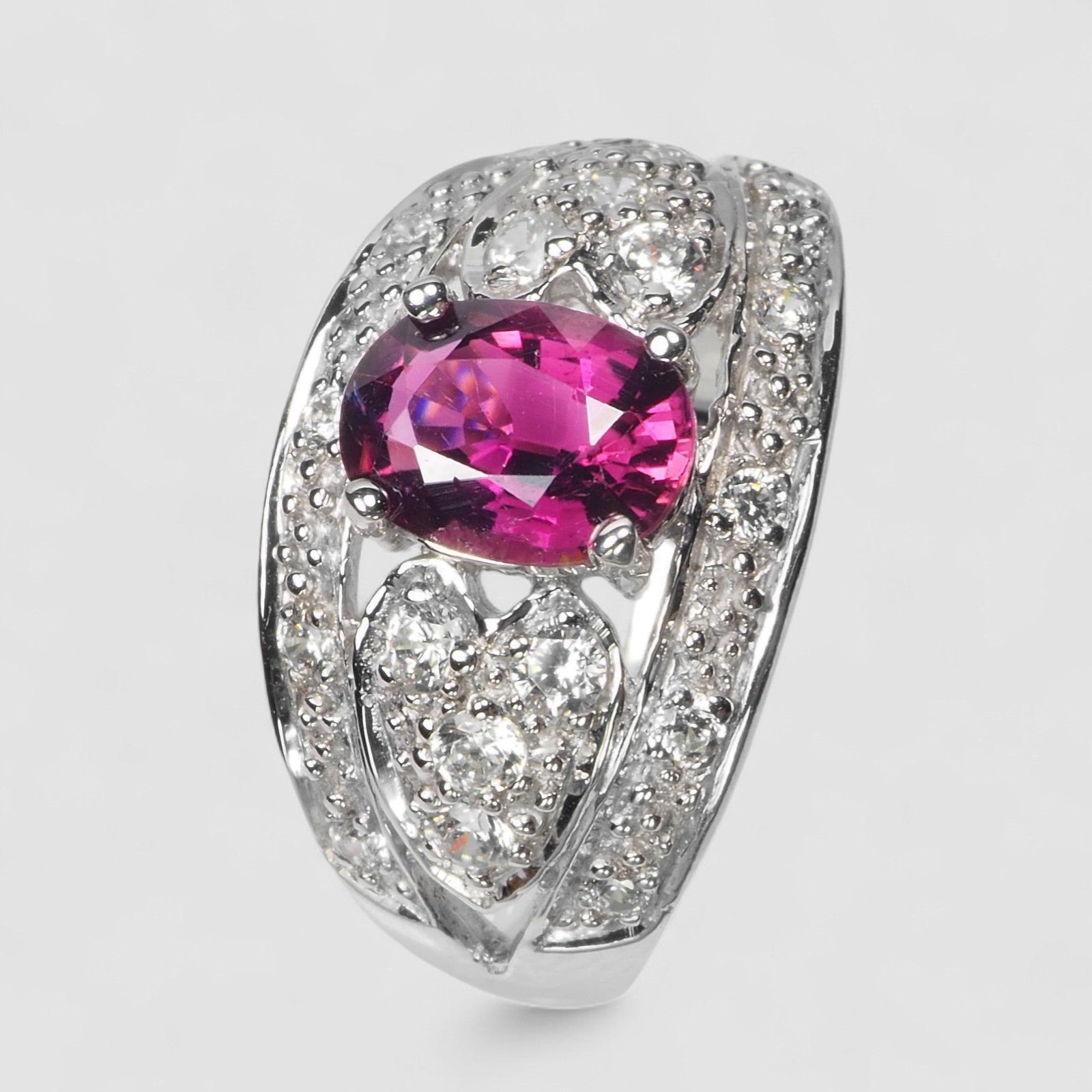 Vivid Pink Tourmaline 925 Sterling Silver Ring