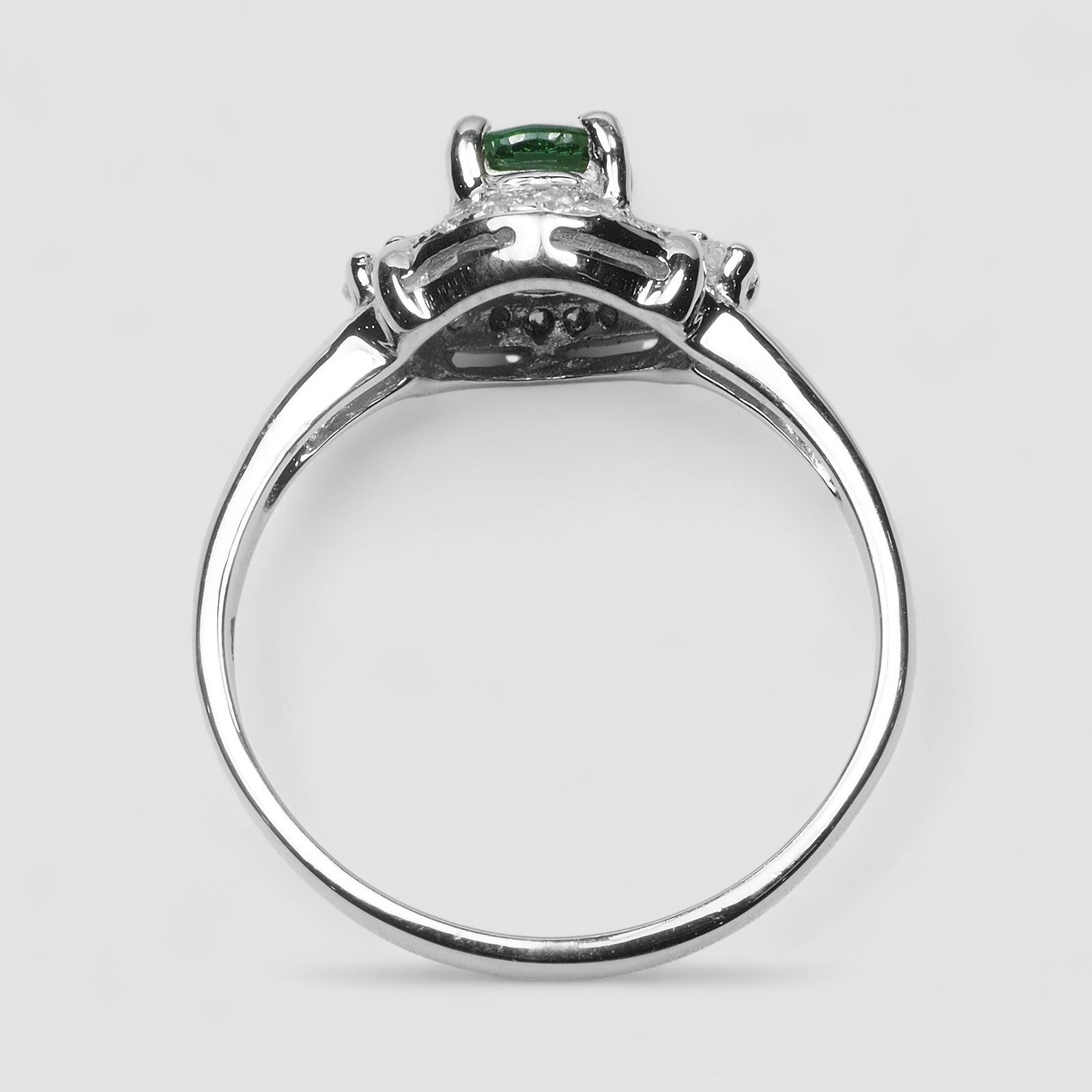 WHITE GOLD PLATED RINGS GREEN TOURMALINE 925 STERLING SILVER