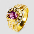 Pink Rhodolite Garnet 925 Sterling Silver 24K Gold Ring