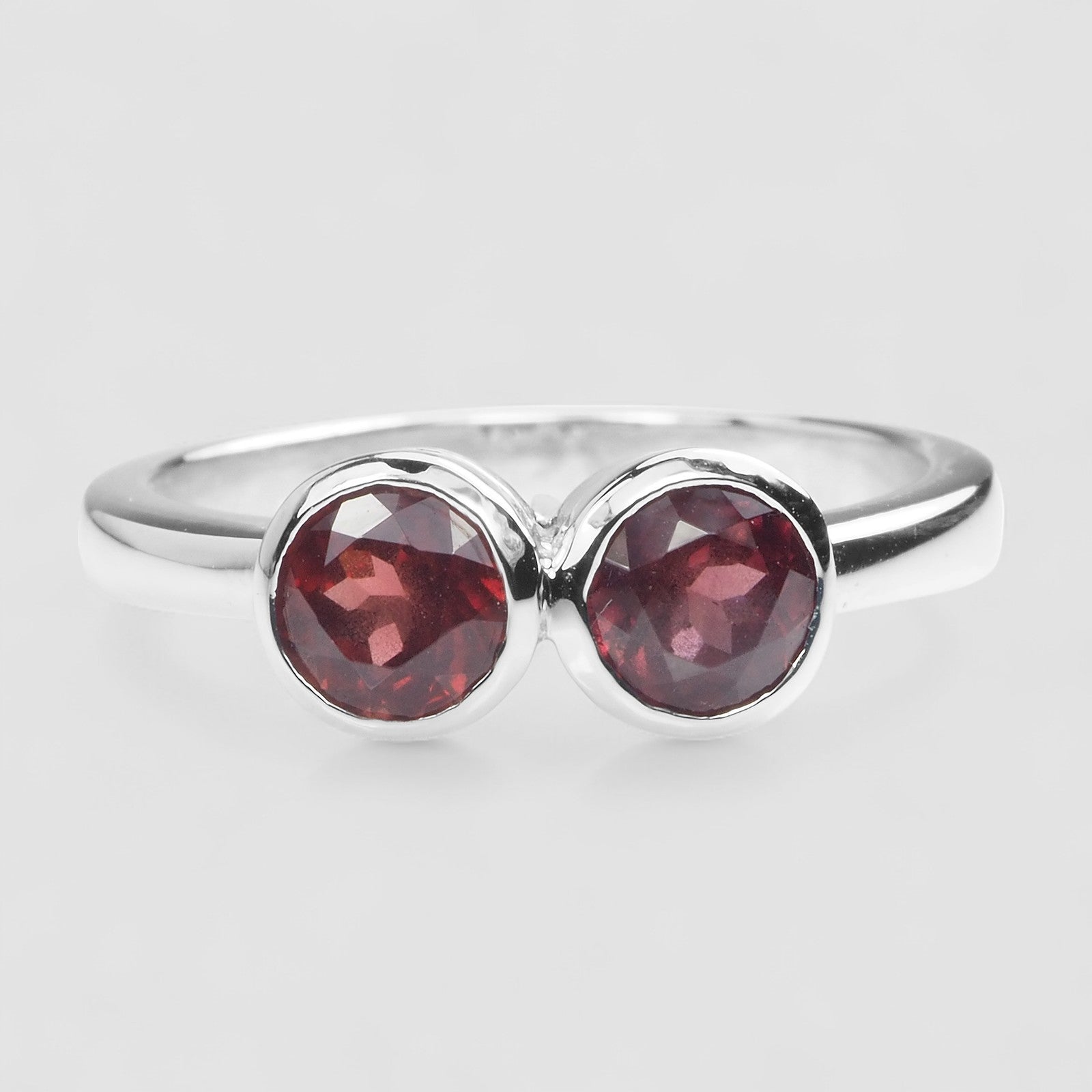 Double Stone Red Spinel 925 Sterling Silver Ring