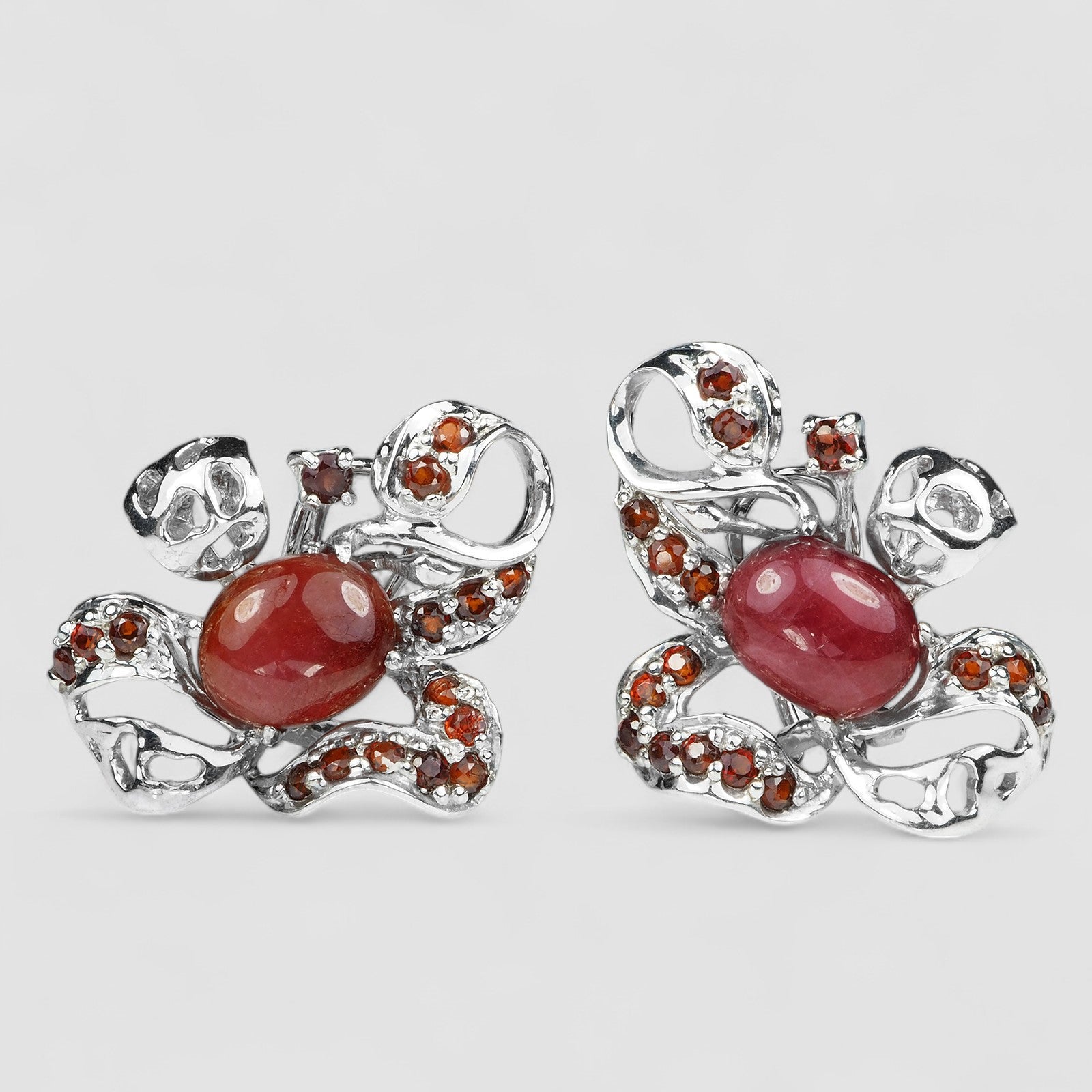 Red Ruby 925 Sterling Silver White Gold Earrings, 925 Unique Gift for Her, Natural Gemstone