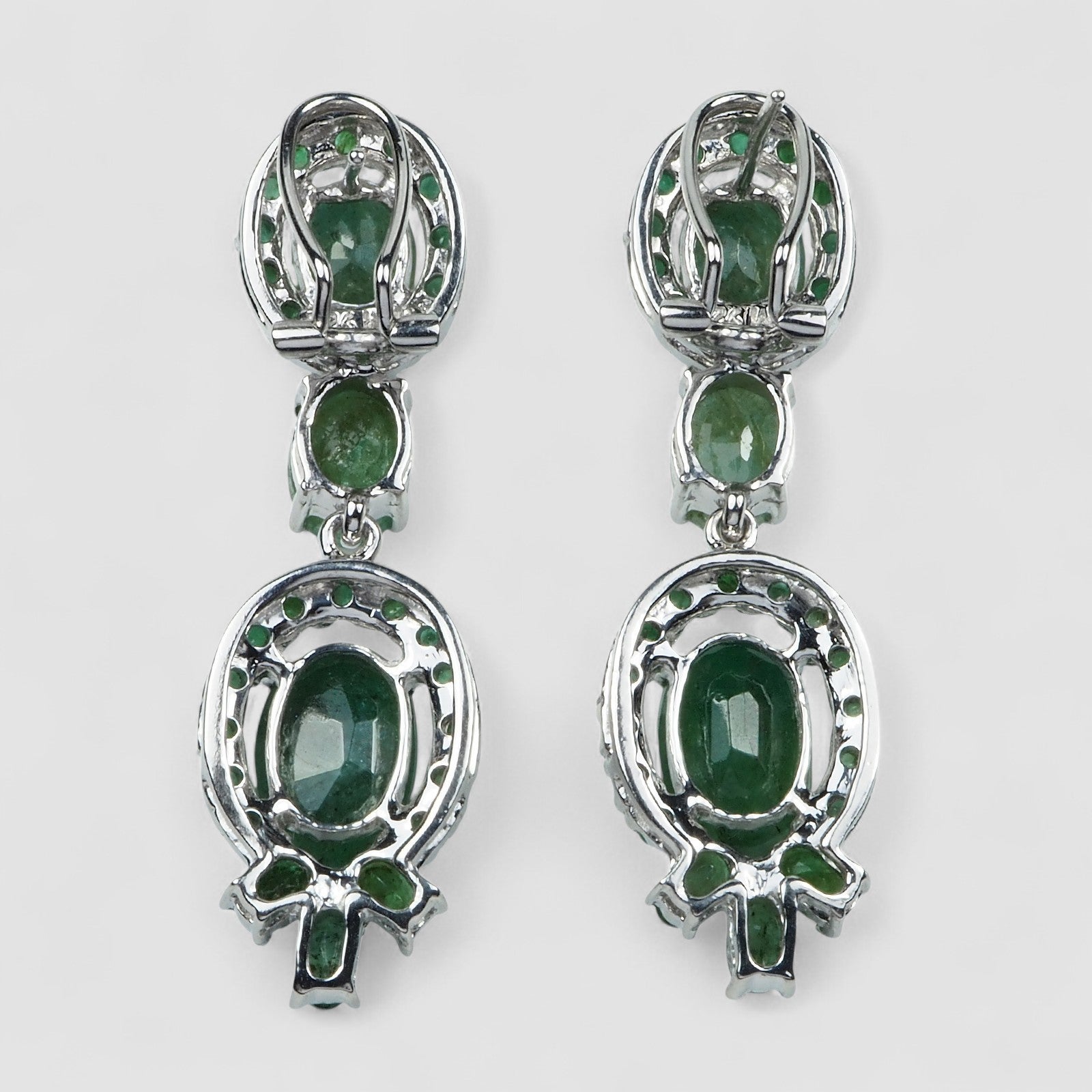Green Emerald 925 Sterling Silver White Gold Earrings, 925 Unique Gift for Her, Natural Gemstone
