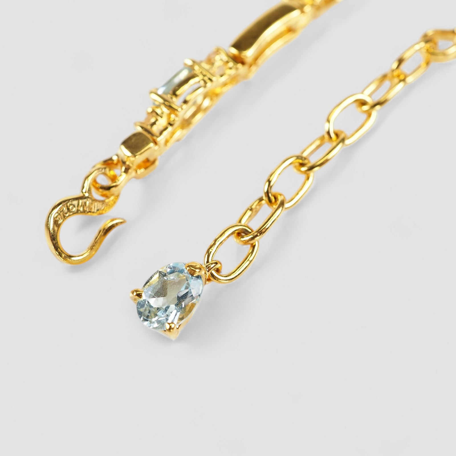 Blue Aquamarine 925 Sterling Silver 24K Gold Bracelets, Dainty Minimalist Everyday Bracelets