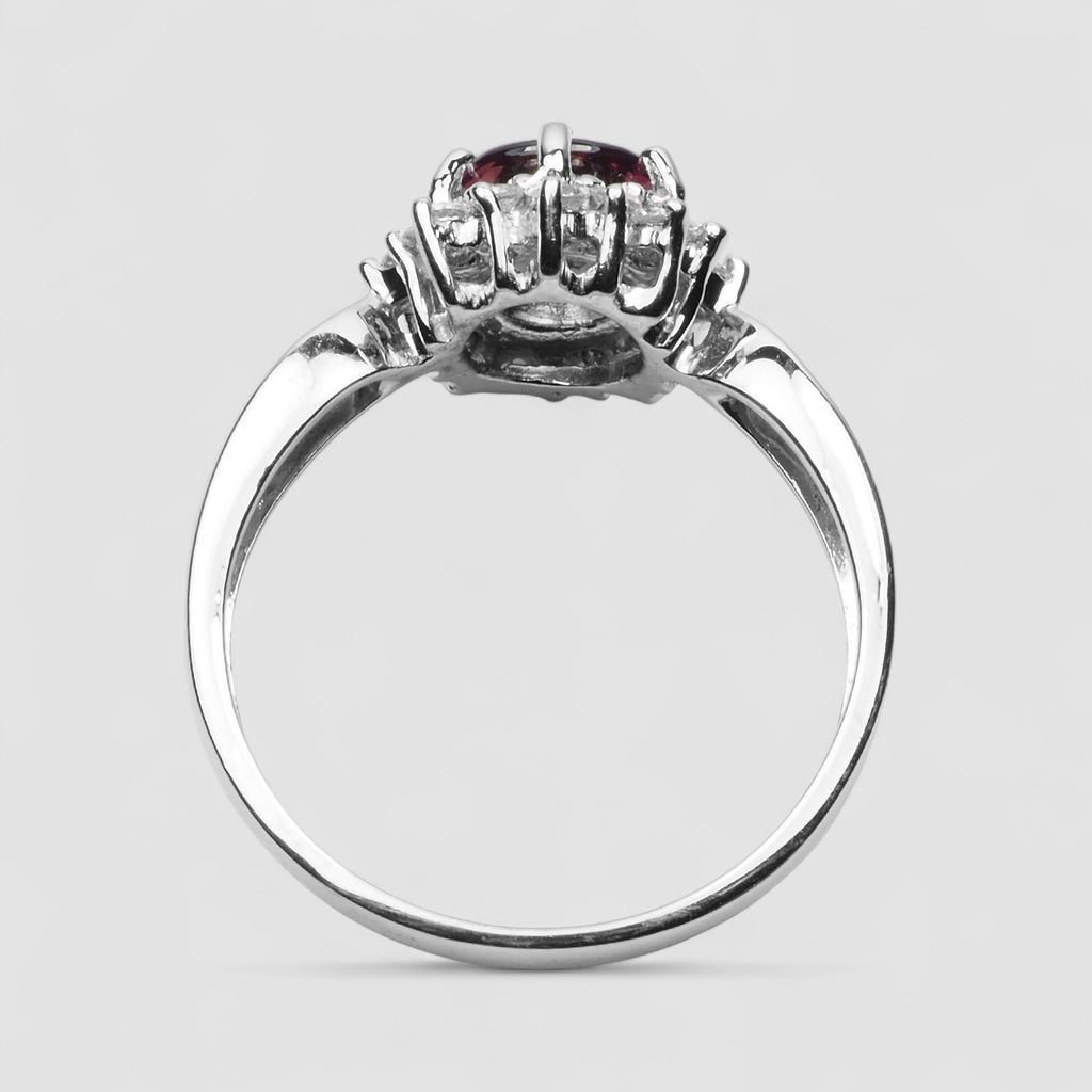 RARE PINK TOURMALINE 925 STERLING SILVER WHITE GOLD PLATED