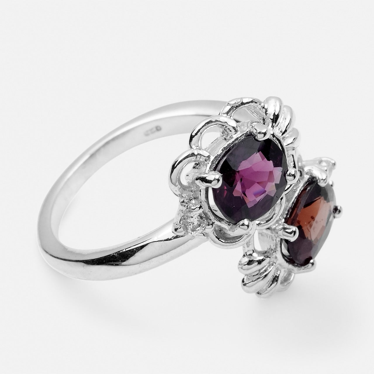 Duo Stone Red Spinel 925 Sterling Silver Ring, Natural Gemstone, Everyday