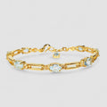 Blue Aquamarine 925 Sterling Silver 24K Gold Bracelet, Affordable Natural Gemstone, Everyday Bracelet