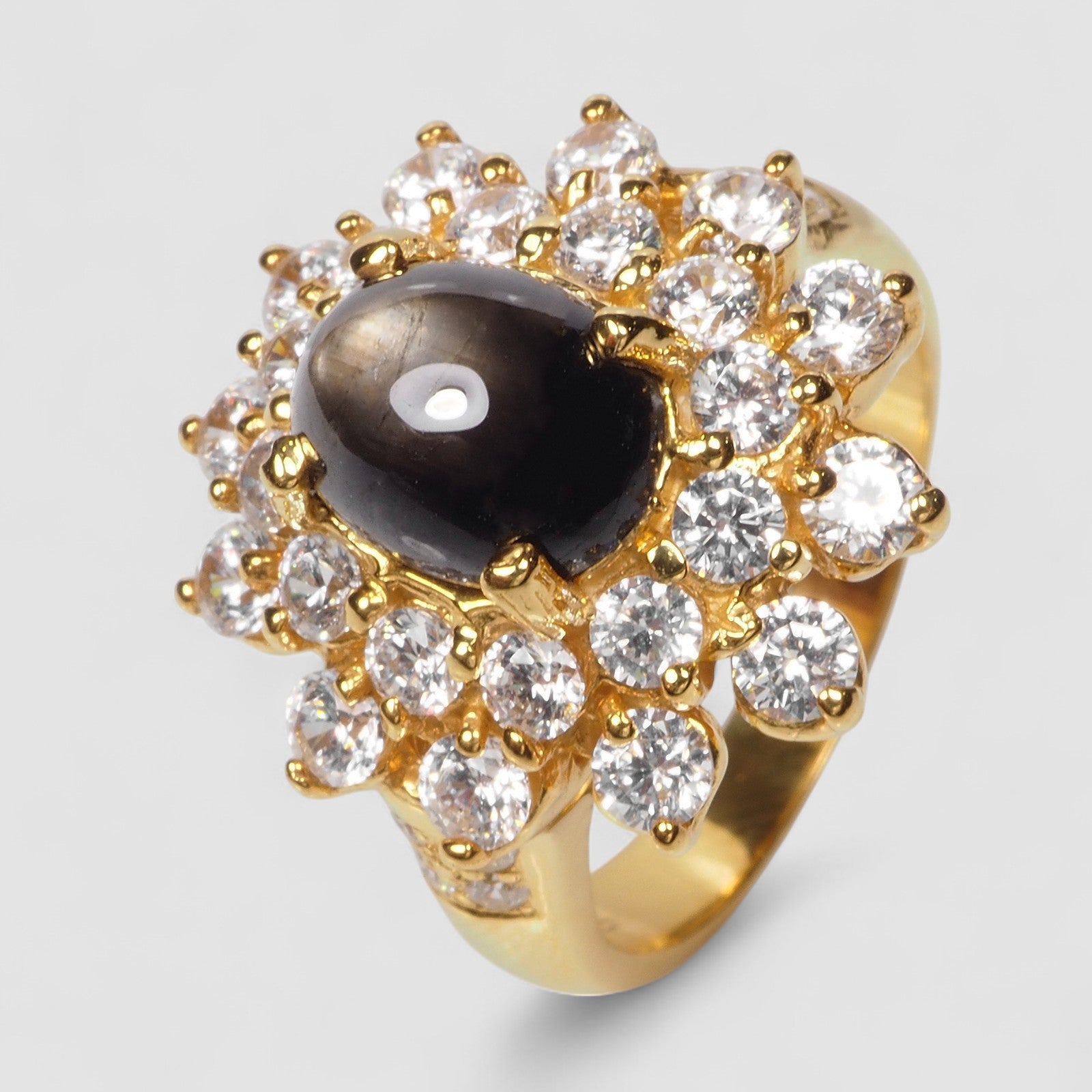 24K Gold 925 Sterling Silver Rings Thailand Black Star Sapphire