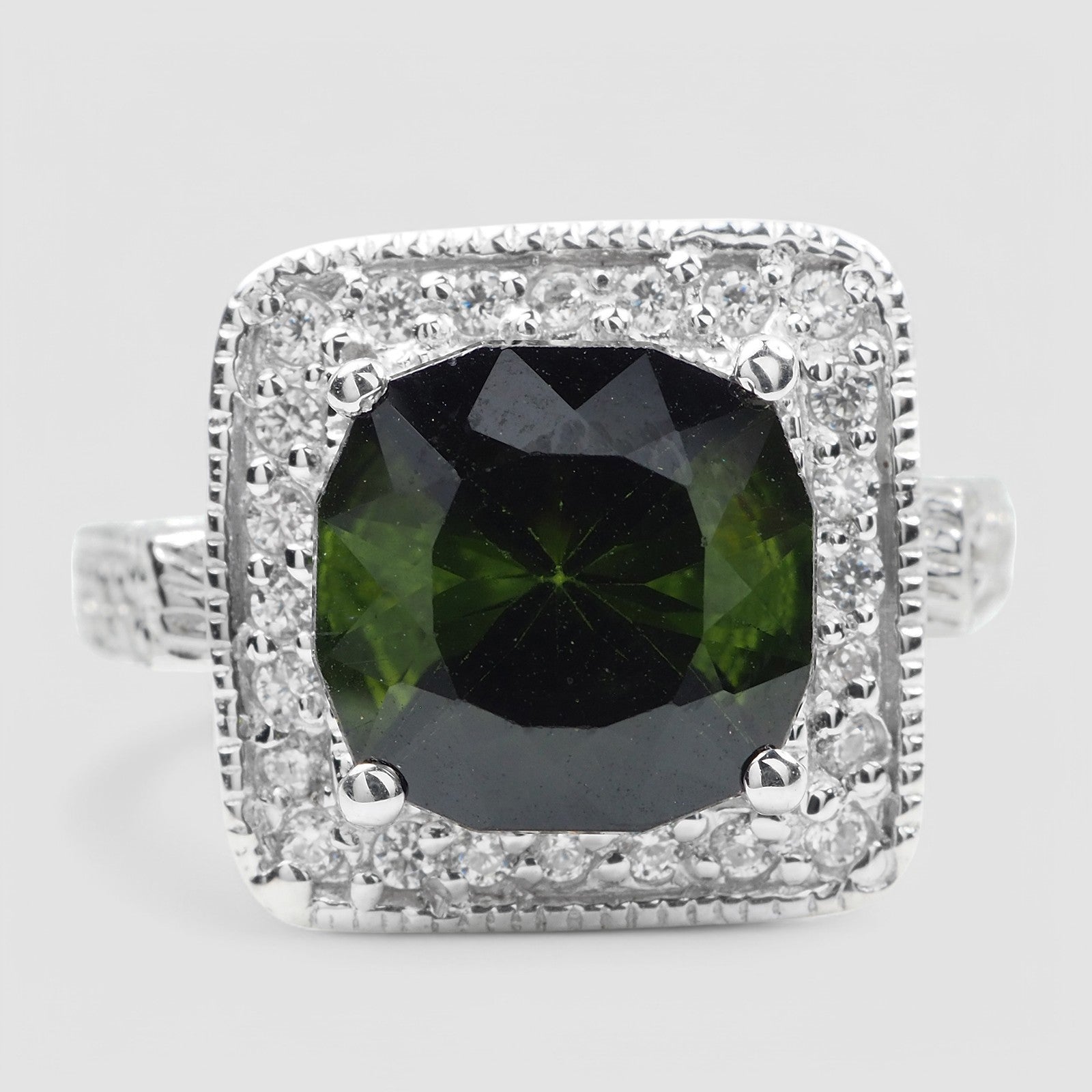 925 Sterling Silver Ring Forest Green Tourmaline