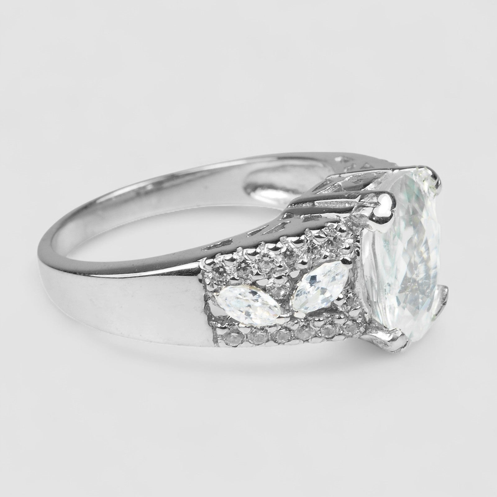 925 Sterling Silver White Zircon Ring Handmade Jewelry
