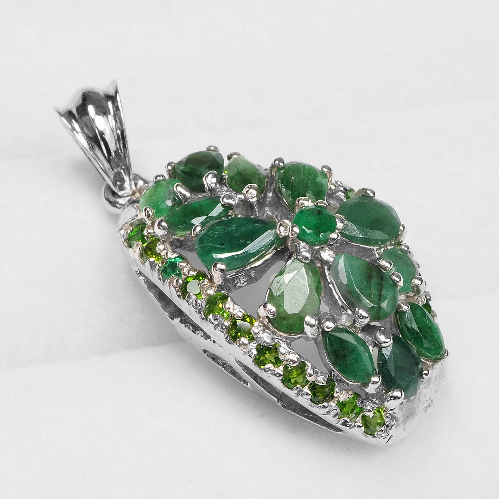 Green Emerald 925 Sterling Silver Pendants, Simple Everyday Pendants