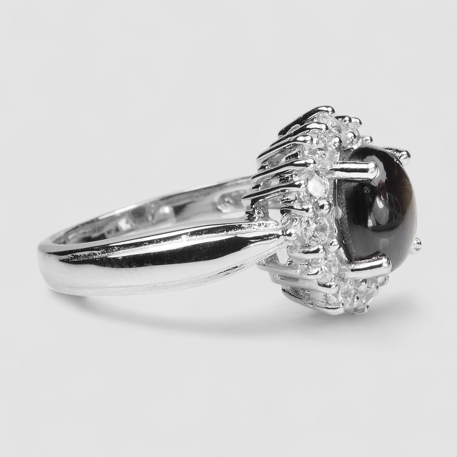 Black Star Sapphire 925 White Gold Plated Rings