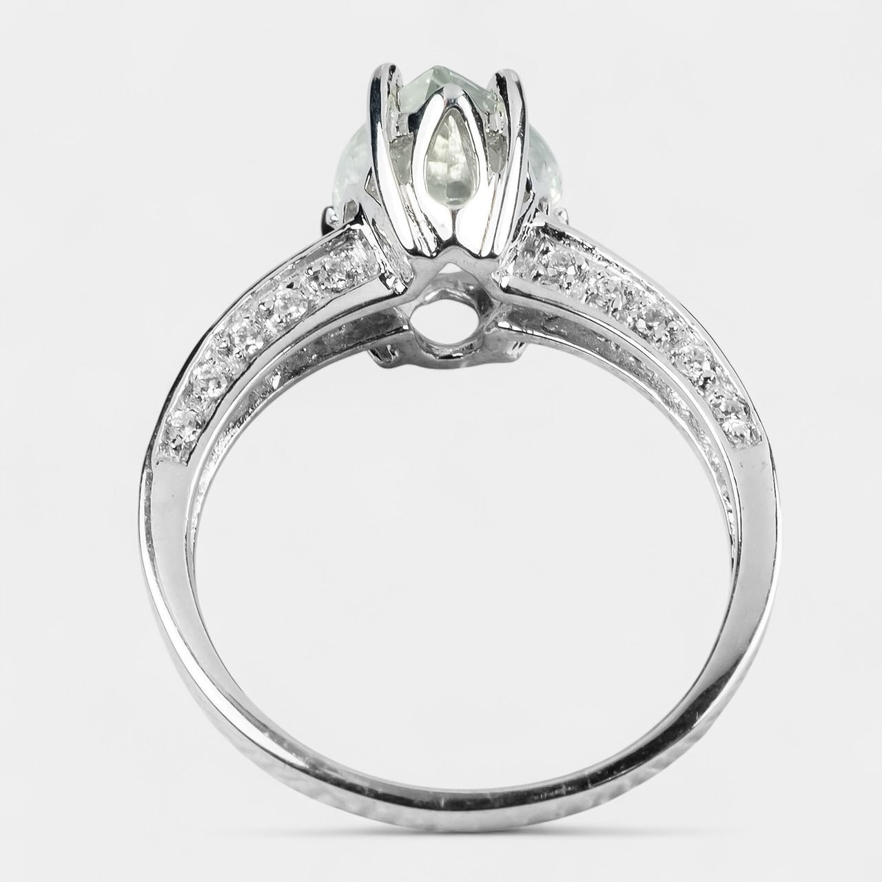 Blue Aquamarine Pear 925 Sterling Silver Ring