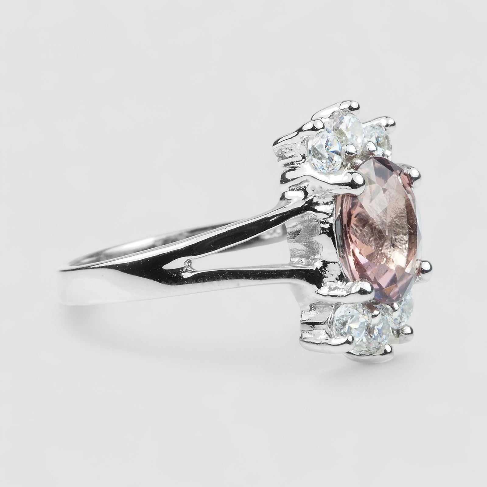 peach Pink Tourmaline Statement Ring Sterling Silver 925, Natural Gemstone, Free Resizing