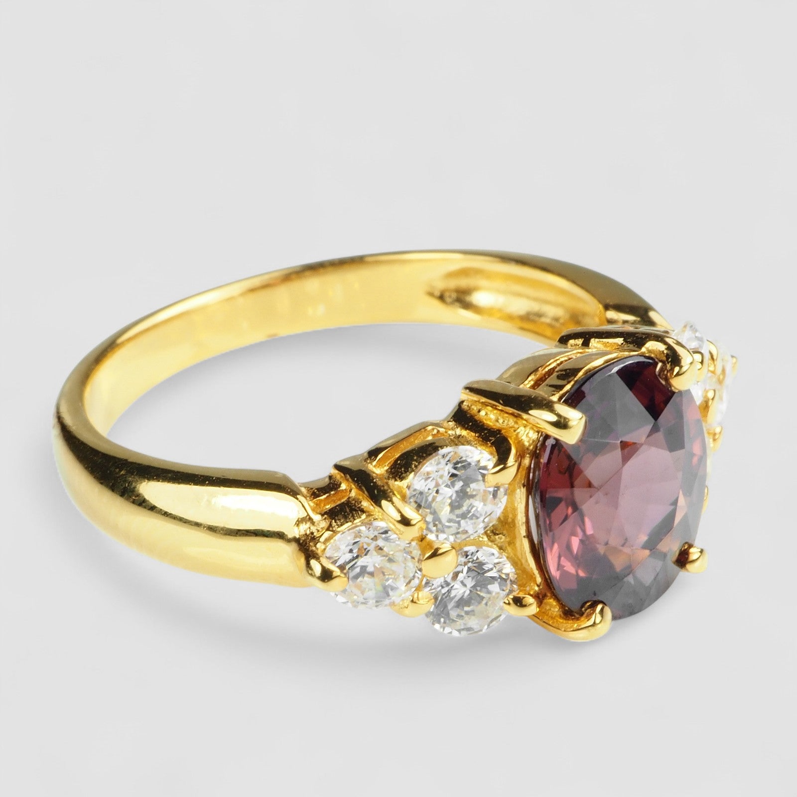925 Silver Red Zircon Ring