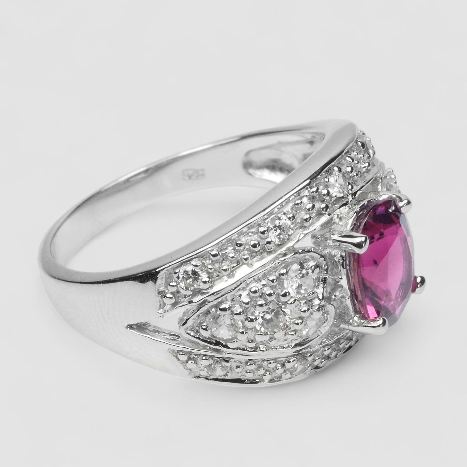 Vivid Pink Tourmaline 925 Sterling Silver Ring
