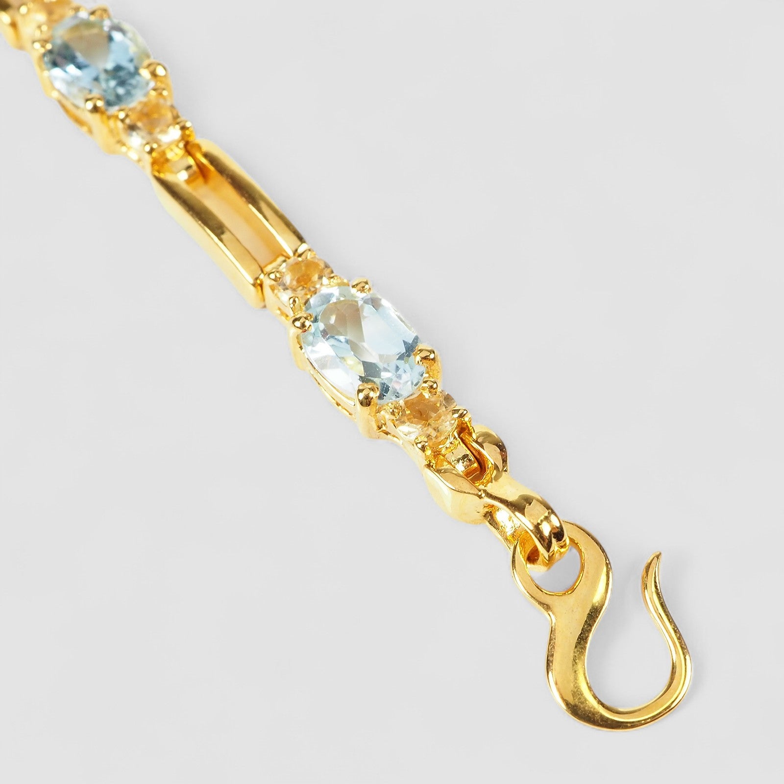 Blue Aquamarine 925 Sterling Silver 24K Gold Bracelet, Affordable Natural Gemstone, Everyday Bracelet