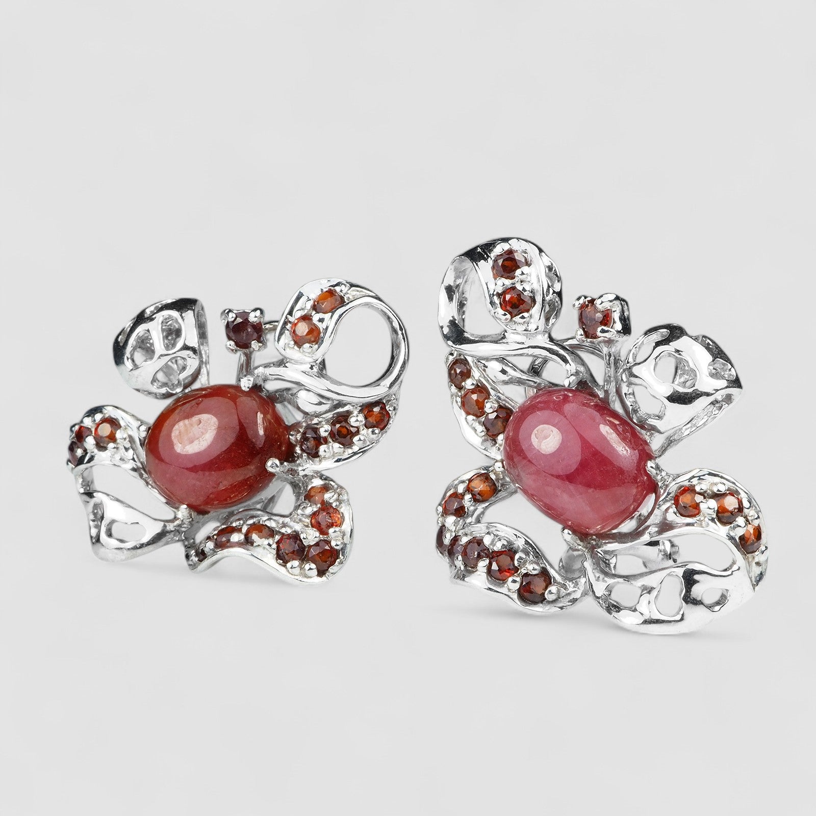 Red Ruby 925 Sterling Silver White Gold Earrings, 925 Unique Gift for Her, Natural Gemstone