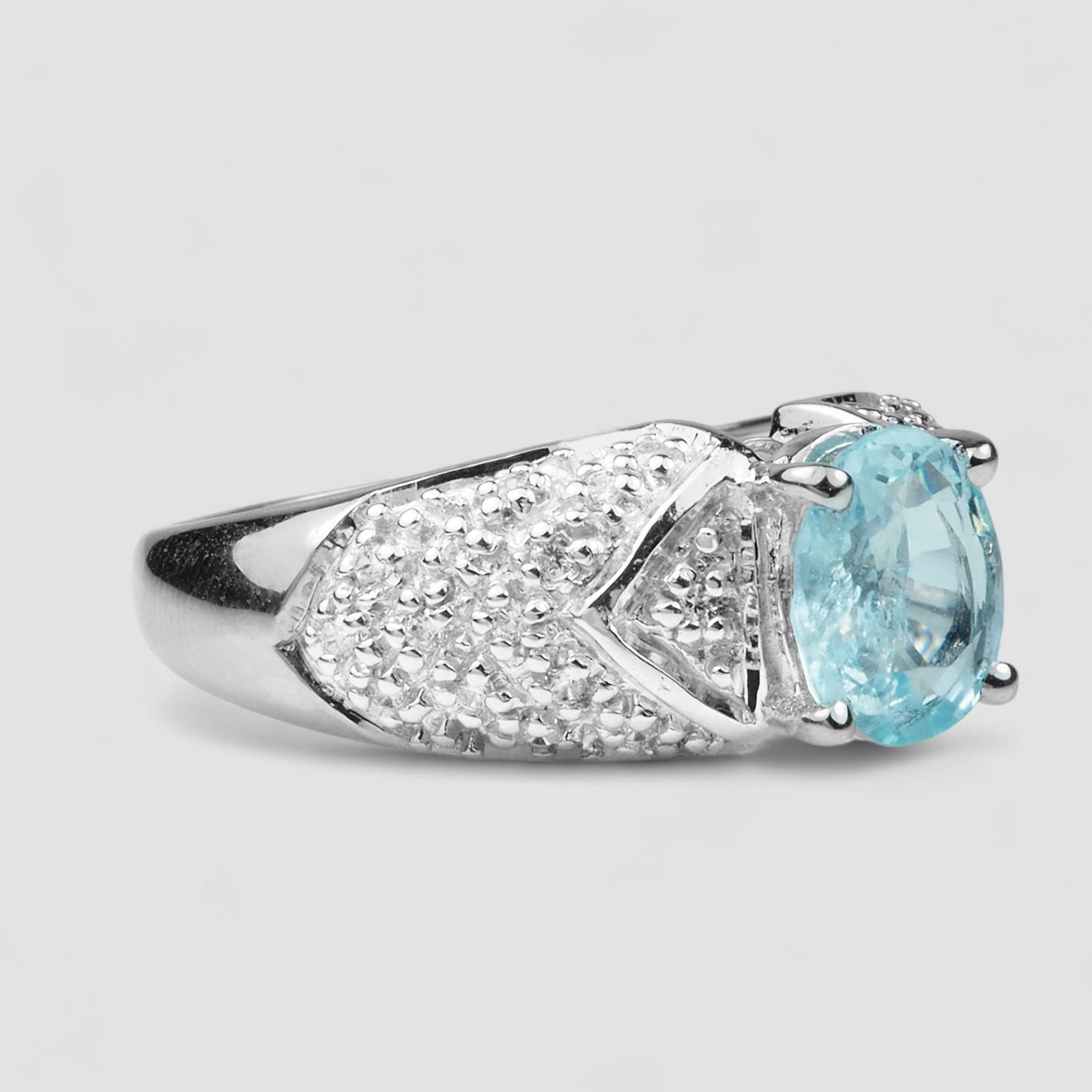 Blue Aquamarine 925 Sterling Silver Ring