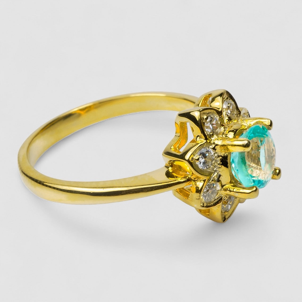 Blue Green Paraiba Tourmaline 925 Sterling Silver Ring