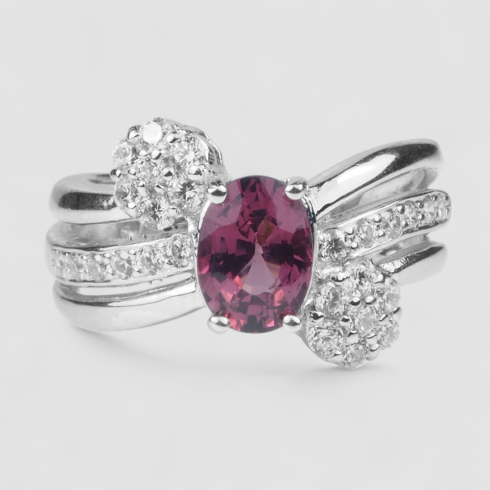 Wine Pink Rhodolite Garnet 925 Sterling Silver Ring