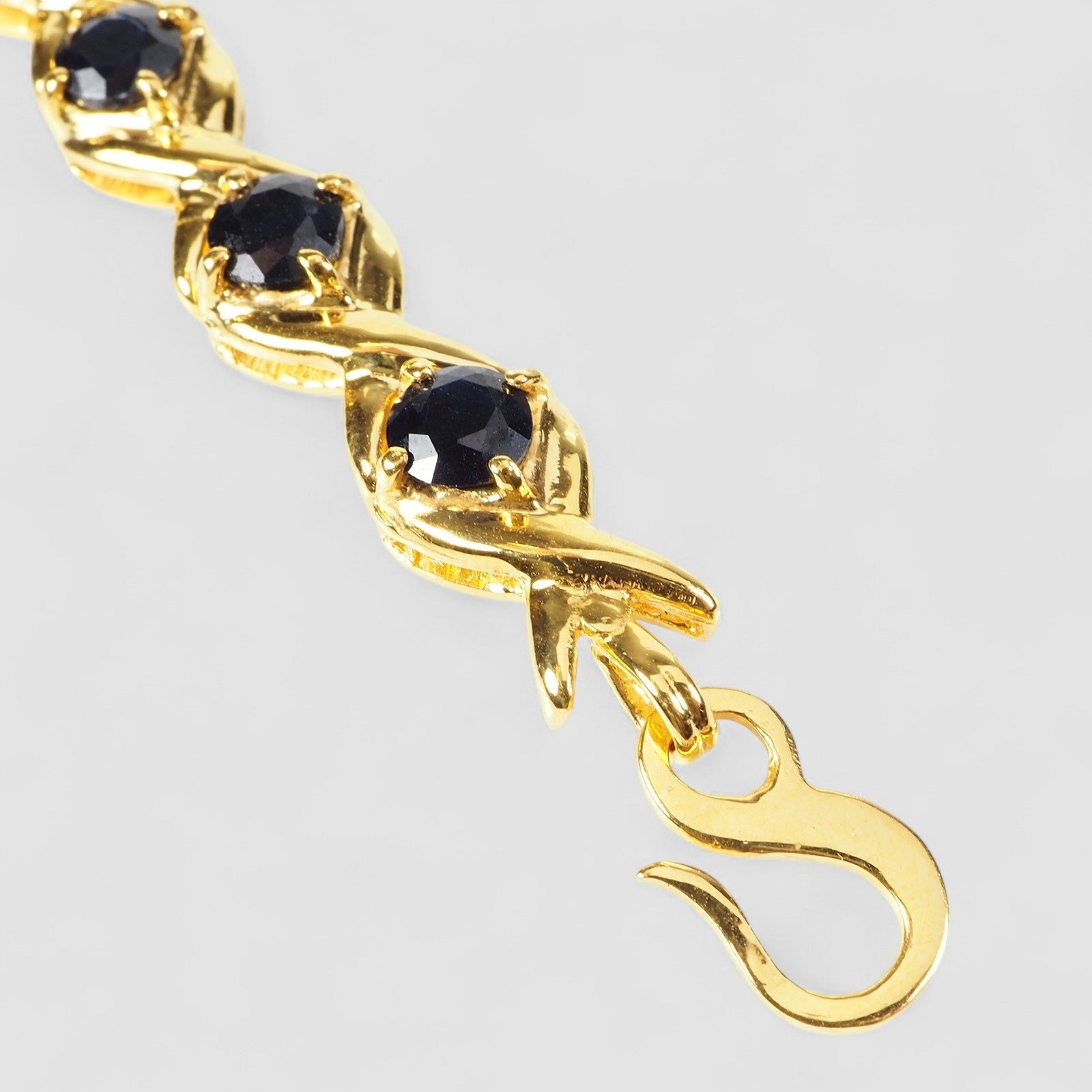 Blue Sapphire 925 Sterling Silver 24K Gold Bracelets, Natural Gemstone