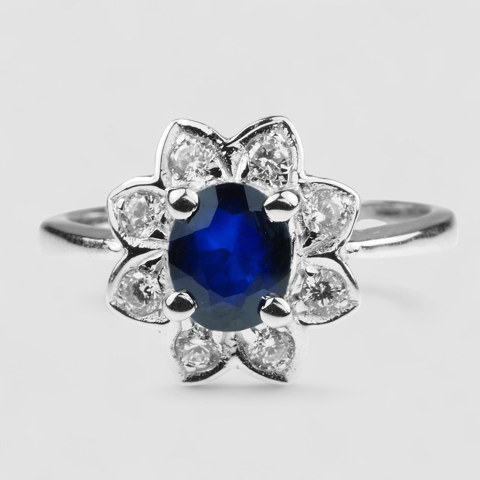 Vivid Blue Sapphire 925 Sterling Silver Ring, Simple Everyday Ring, Free Resizing
