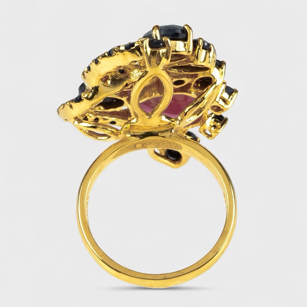Pink Ruby 925 Sterling Silver 24K Gold Rings, Birthday Gift, Dainty Ring
