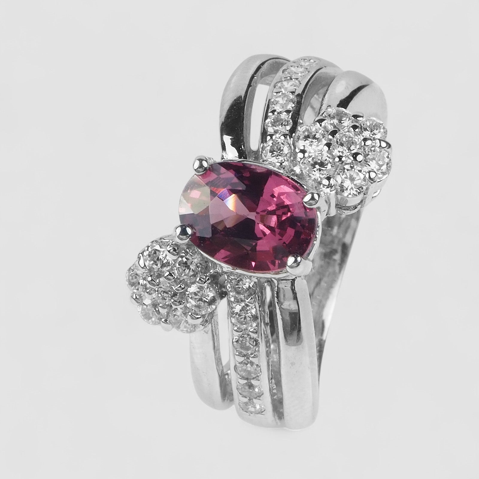 Wine Pink Rhodolite Garnet 925 Sterling Silver Ring