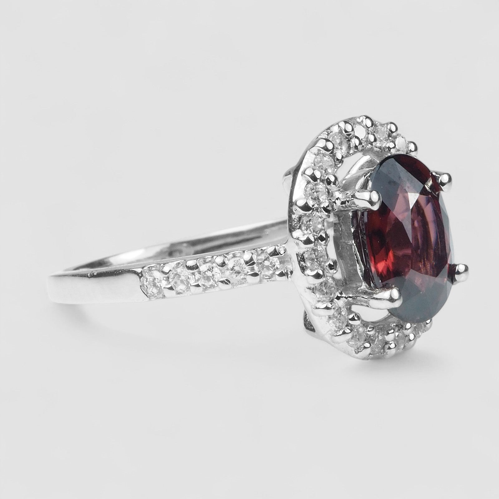 Oval Cut Deep Red Zircon Ring