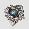 Exquisite Blue Star Sapphire 925 Sterling Silver Ring, Rhodium Plated, Tarnish Free, Free Resizing